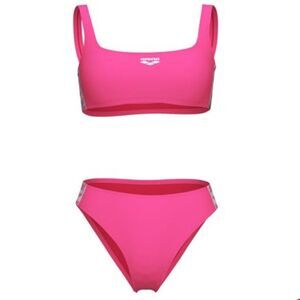 Arena Icons Solid Bralette Bikini, Shocking  pink/white multi, Size 40 / 14, NWT